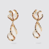 LuxePearl | Earrings | Pearl Inlay Hoops | Elegant Bridal Jewelry | Multi Color Variants | Great Gift for Her -