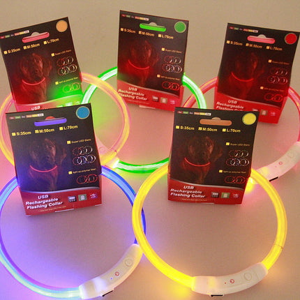 Pet Flashing Collar USB Rechargeable Glowing Necklace Safety Collar Light Up Collars For Night Walking Electric Dog Collar Neon