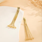 LuxeChain | Chain Earrings | Thin Metal Chains | Gold Bead Tassels | Gold | Elevates Everyday Style -