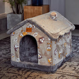 Foldable Dog & Cat House Bed | Warm Winter Enclosed Cave Kennel | Self-Warming Plush Pet Nest with Durable Non-Slip Bottom | Removable Cozy Villa | S–L - Animals & Pet Supplies > Pet Supplies > Pet Beds > Caves