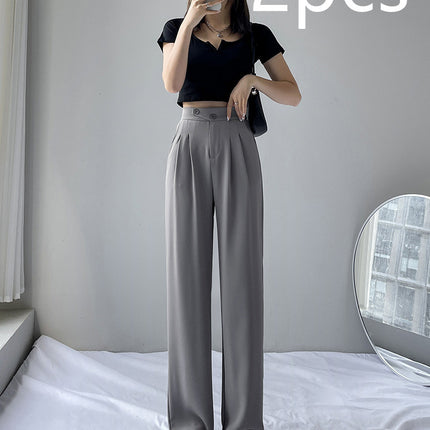 Women's New High Waist Loose Drape Suit Wide Leg Pants