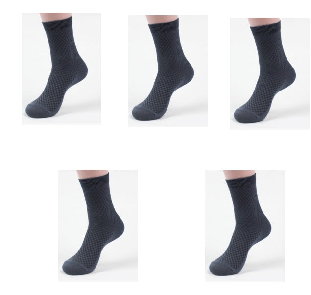 Men’s Bamboo Fiber Business Socks | Breathable Anti-Odor Soft Crew Socks | Eco-Friendly Medium-Thickness Daily Wear | 5-Color Pack | Free Size 38-44 - Apparel & Accessories > Clothing > Socks > Crew Socks
