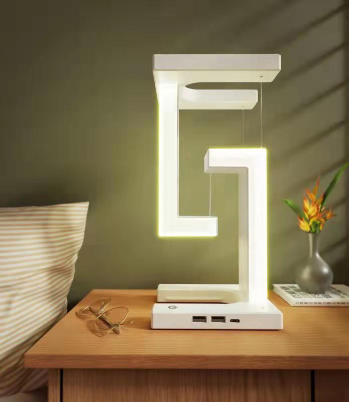 LumaNova | Wireless Charging Table Lamp | Floating Suspension | Charges Phones Wirelessly | Ambient Night Light -