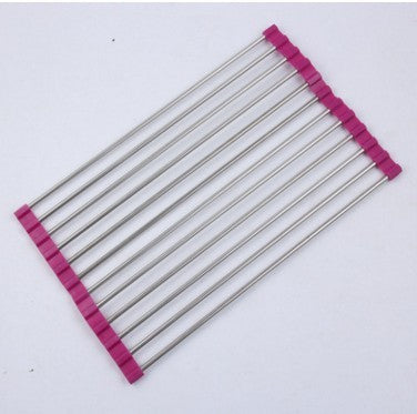 | Folding Kitchen Drain Rack | Stainless Steel | Easy to Clean | Space Saving | Large | Keeps Counter Dry and Organized -