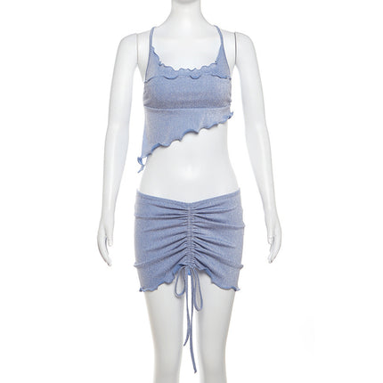 Women's Halter Backless Vest Low Waist Hip-wrapped Skirt Suit