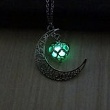 Glowing Pendant Necklace | Silver-Plated Luminous Jewelry for Women | 3.6cm Glow-in-the-Dark Pendant | 45+5cm Adjustable Chain | Elegant Gift Necklace for All Occasions - Apparel & Accessories > Jewelry > Necklaces