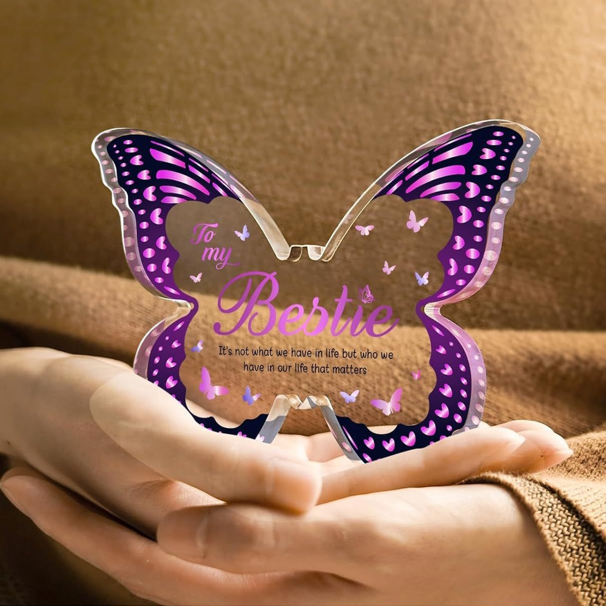 Butterfly Keepsakes | Acrylic Keepsake | Butterfly Shape | Purple Wing Pattern | Perfect Mother's Day Gift For Mom -