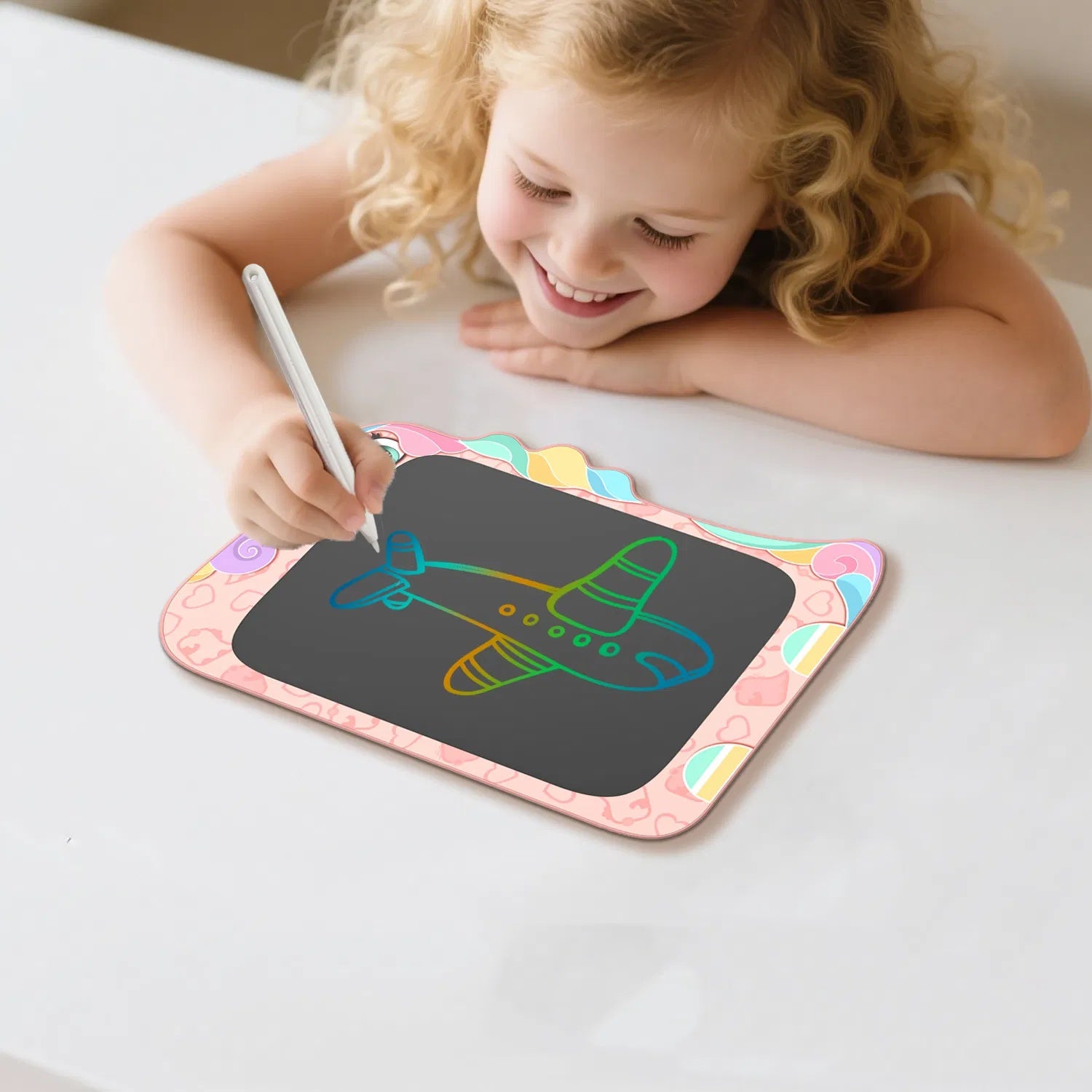 MiniLearn | Lcd Writing Tablet | 8 Point 5 Inch Color Screen | Erasable Doodle Pad | Unicorn Theme | Eye Safe Lcd Tech -