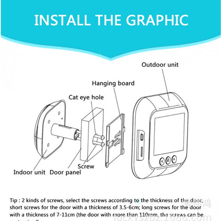 2.4 Inch Security Smart Doorbell Peephole Camera Electronic Cat Eye