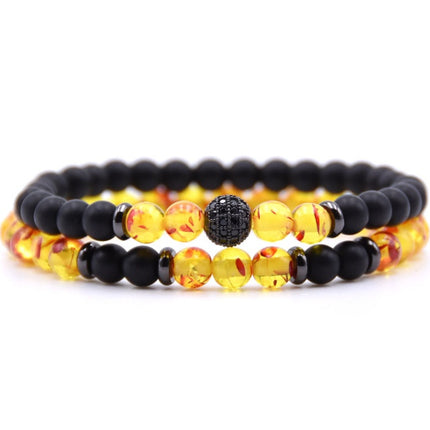 Micro-inlaid Zircon Nracelet 6mm Natural Stone Beaded Bracelet
