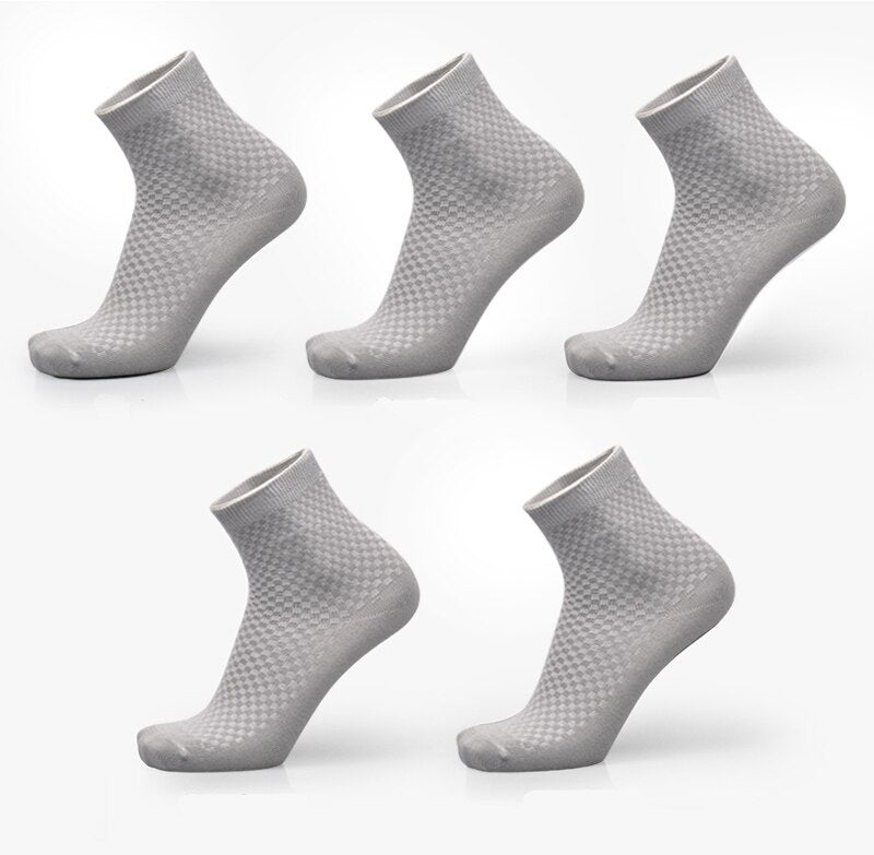 Men’s Bamboo Fiber Business Socks | Breathable Anti-Odor Soft Crew Socks | Eco-Friendly Medium-Thickness Daily Wear | 5-Color Pack | Free Size 38-44 - Apparel & Accessories > Clothing > Socks > Crew Socks