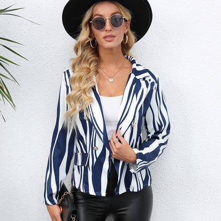 Ladies Fashion Print Lapel Small Blazer
