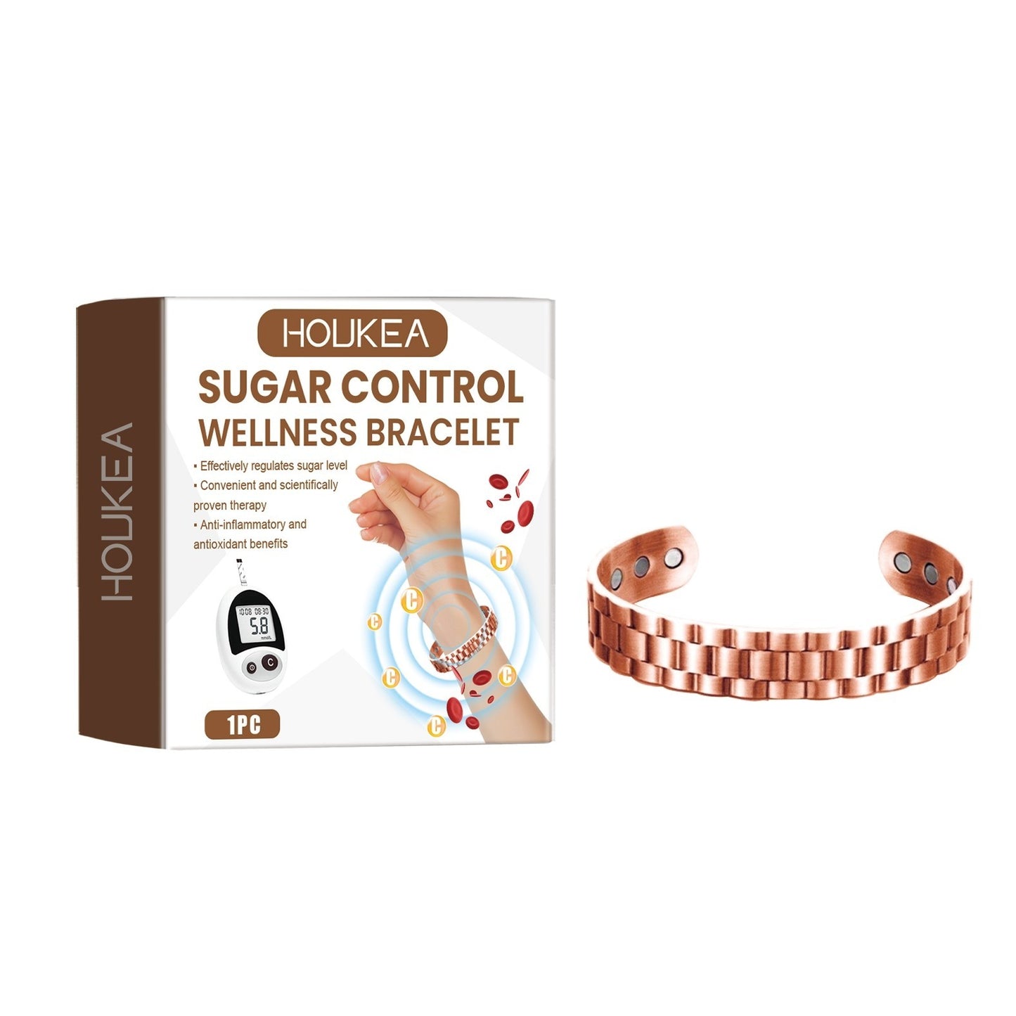SugarSense | Wellness Bracelet | Magnetic Therapy | Supports Sugar Control | 6 x 1.2 cm | Durable Zinc Alloy -
