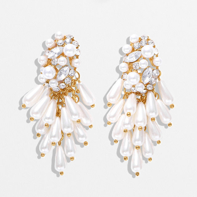 LuxePearl | Earrings | Pearl Inlay Hoops | Elegant Bridal Jewelry | Multi Color Variants | Great Gift for Her -