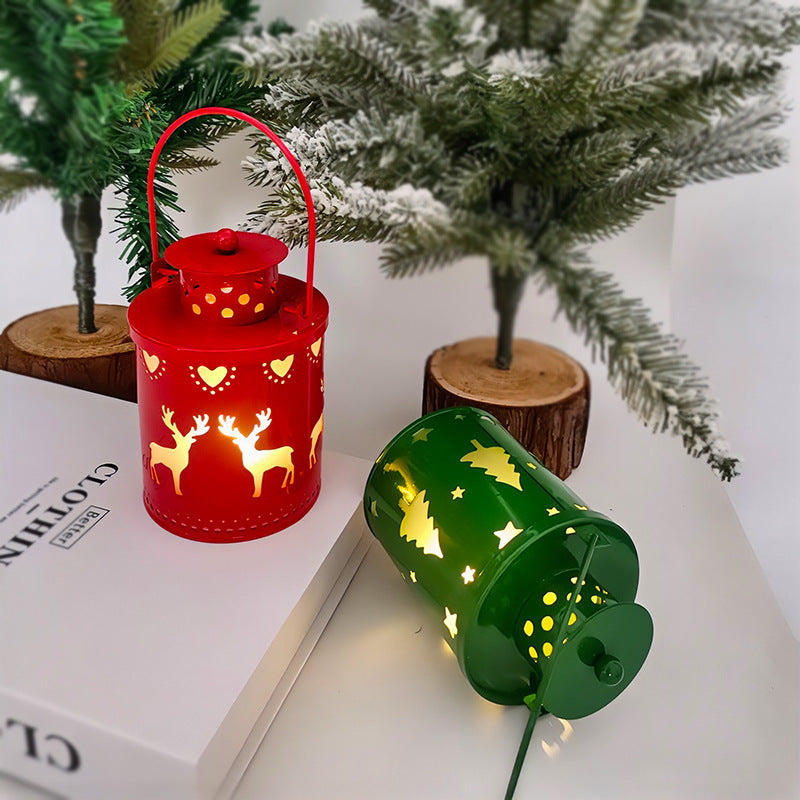 Christmas LED Candle Lantern | Nordic Style Electronic Candle Light | Creative Holiday Decoration for Christmas & Halloween | Wrought Iron Wind Lantern - Home & Garden > Decor > Flameless Candles