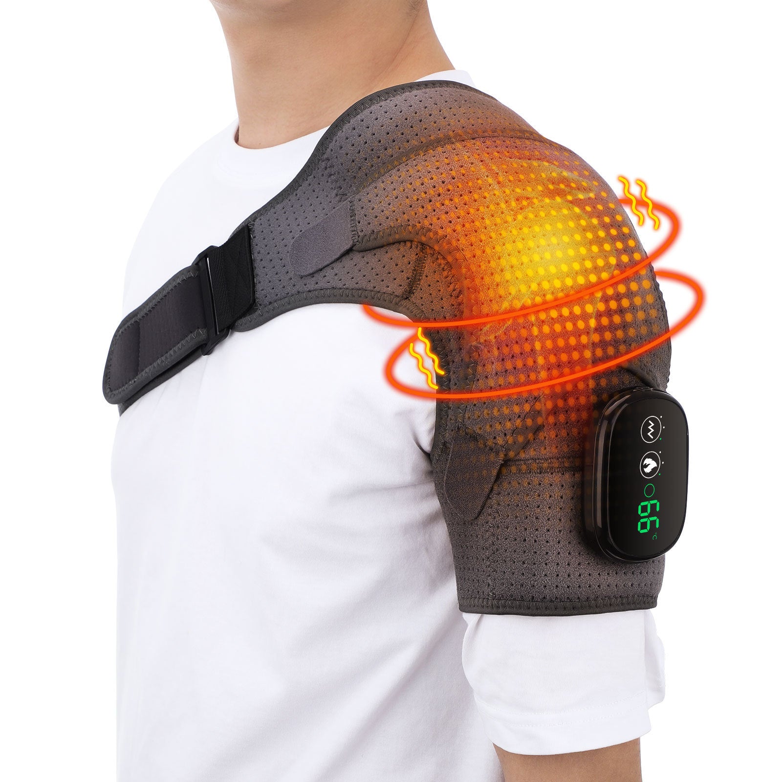 TheraHeat|Heated Shoulder Massage Belt|Usb Rechargeable|Shoulder and Back Muscle Relief||Portable On The Go Heating -