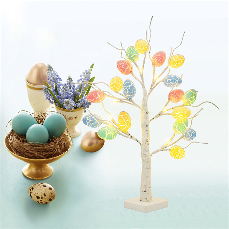 LumiTree | Easter Birch Tree | 24 LED Lights | Adjustable Branches | 60cm Tabletop | Vibrant Easter Decor -