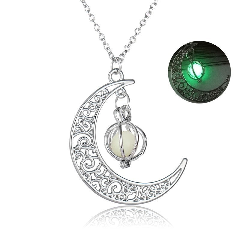 Fashion Moon | Luminous Stone Necklace | Natural Glowing Stone | Healing Crystal Pendant | Glow In The Dark -