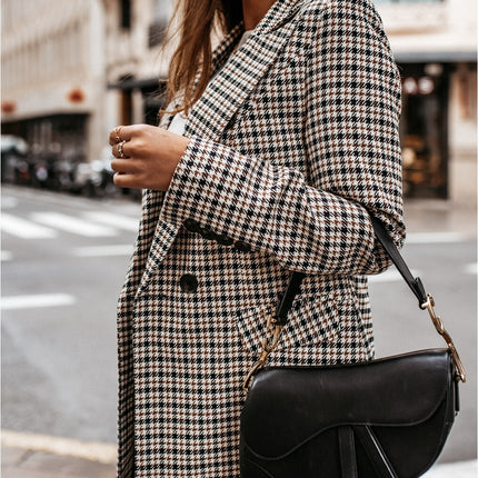 Women's Winter Plaid Long Suit Jacket