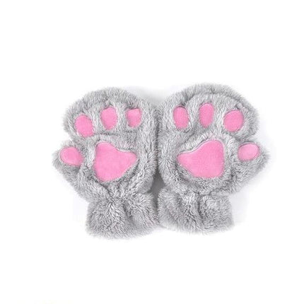 Winter Lovely Half Cover Paw Bear Cat Claw Gloves Short Finger