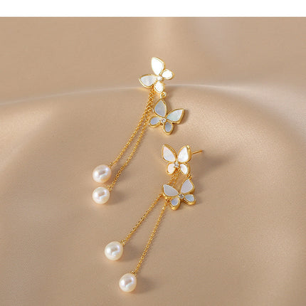 New Trendy Exquisite Sweet Butterfly Long Tassel Earrings