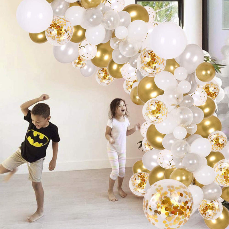 Golden Confetti | Balloon Garland Set | Metallic Balloons Kit | Great For Baby Showers | Gold White Silver Mix | Easy Decor -