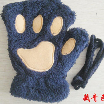 Winter Lovely Half Cover Paw Bear Cat Claw Gloves Short Finger