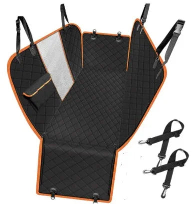 Dog Car Seat Cover with Mesh Window | Waterproof Hammock Protector for Back Seat | Non-Slip 600D Oxford Mat with Zippers & Safety Buckles | Fits All Cars & SUVs - Animals & Pet Supplies > Pet Supplies > Vehicle Pet Barriers > Backseat Barriers