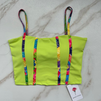 Colorful Thread Stitching Nude Feel Fashion Exercise Bra Vest Yoga Clothes Suit