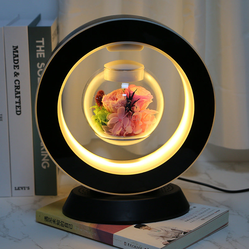 AuraBloom | Floating Flower Lamp | Levitation Bloom Rotation | Romantic Gift | Red -