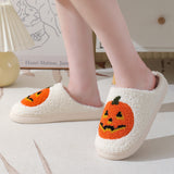 Halloween Pumpkin Slippers for Women & Men | Warm Winter Indoor House Shoes | Soft Suede Upper | Non-Slip Rubber Sole | Cozy Cotton Lining | Couples Plush Home Slippers - Apparel & Accessories > Shoes > Slippers