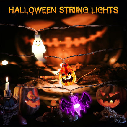 LED Halloween Pumpkin Spider Bat Skull String Light Lamp Home Garden Party Outdoor Halloween Decoration Lantern Light