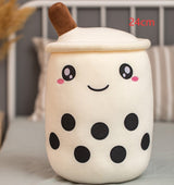 KawaiiTea | Plush Toy | Soft Fabric | Embroidered Face | Strawberry Pink Bubble Tea | Cuddle Tea Pillow -
