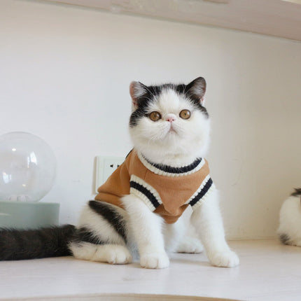 American College Style Fleece Cat Knit Sweater Sleeveless Vest