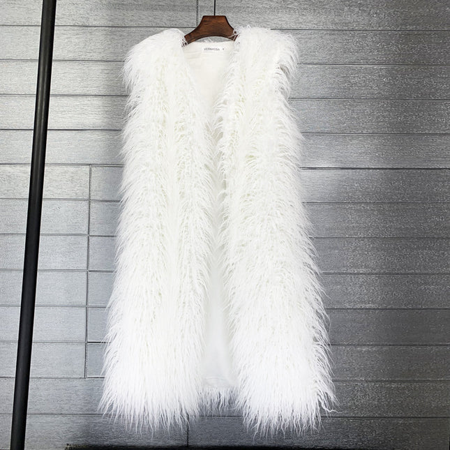 Long  Beach Wool Fur Vest Warm Vest Women's Vest Coat