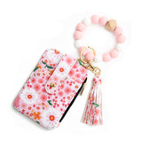 Flora | Womens Leather Card Bag | Floral Print | Slim Card Holder | Light Pink | Everyday Chic Organizer -