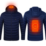 Men’s Heated Jacket USB Electric Coat | 3-Temperature Thermal Heating Jacket with Removable Hood | Lightweight Warm Cotton Coat | Windproof Winter Heated Outerwear | 2/4/8/9 Heat Zone Options | S–6XL (No Power Bank Included) - Apparel & Accessories > Clothing > Outerwear > Coats & Jackets > Puffer Jackets