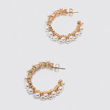 LuxePearl | Earrings | Pearl Inlay Hoops | Elegant Bridal Jewelry | Multi Color Variants | Great Gift for Her -