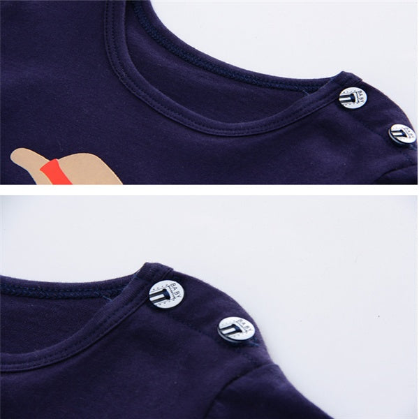 BabyJoy | Cartoon Baby Tee Set | Soft Cotton | Cartoon Animal Stripe | 80-100 cm | Everyday Wear -