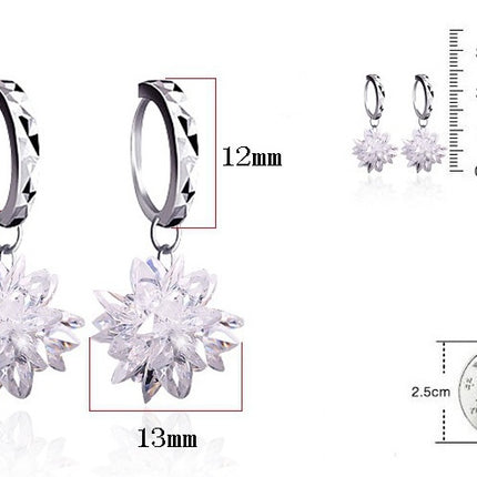 New fashion pure beauty ice 925 silver earrings hypoallergenic non-fading earrings