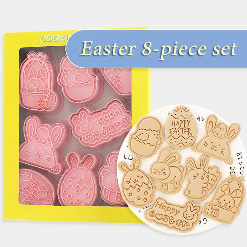 SunnyBakes | Easter Cookie Mold Set | Cartoon Bunny Shapes | Plastic Press Molds | Type A Type B | Easy Easter Cookies -