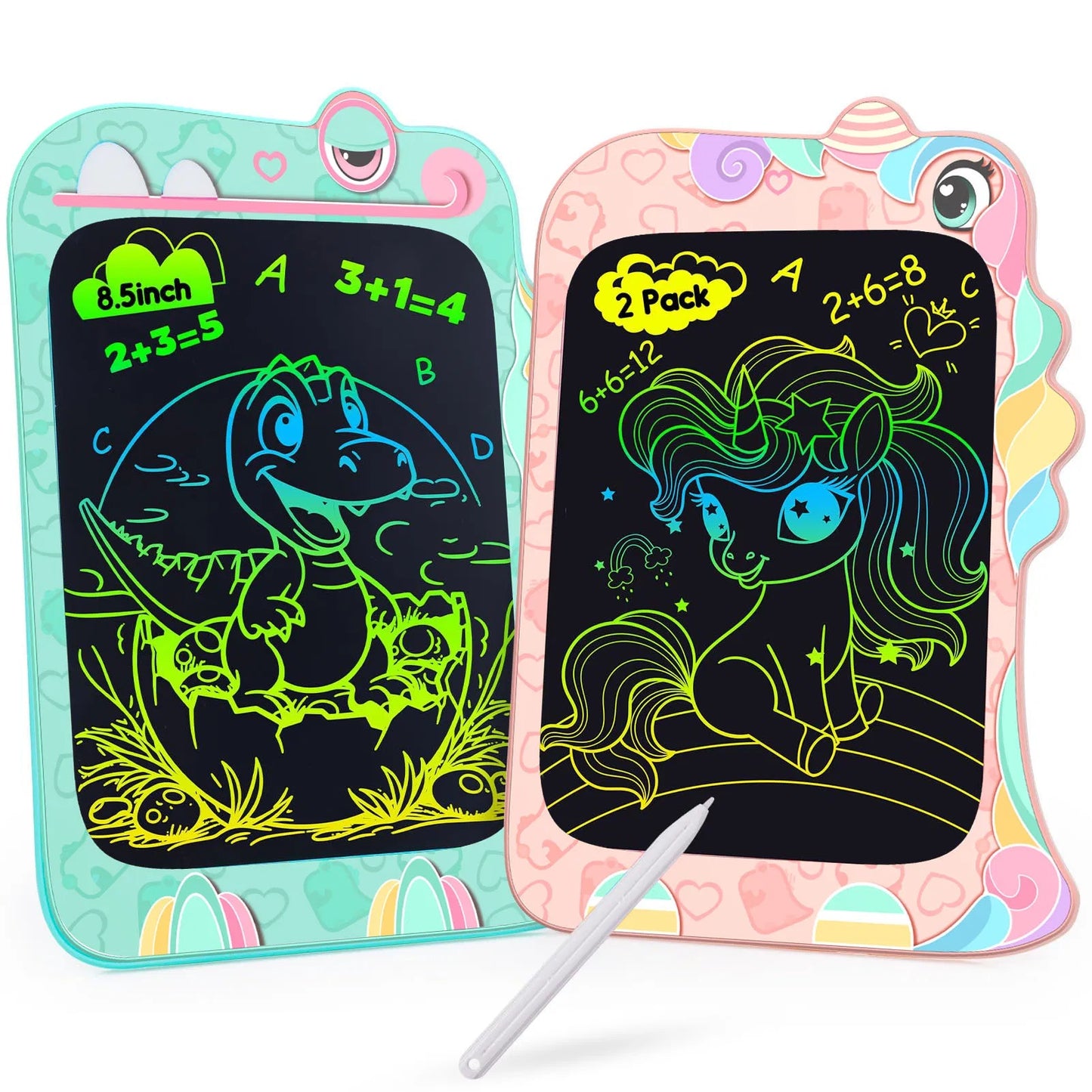 MiniLearn | Lcd Writing Tablet | 8 Point 5 Inch Color Screen | Erasable Doodle Pad | Unicorn Theme | Eye Safe Lcd Tech -