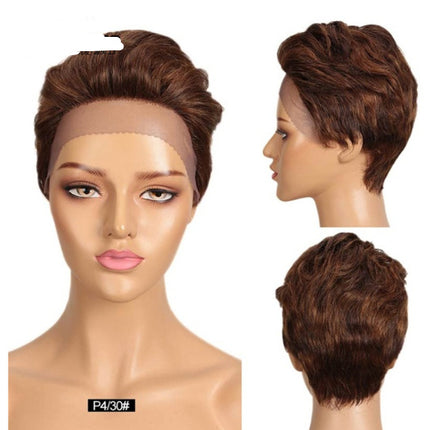 Front Lace Wig All Real Hair Short Headgear