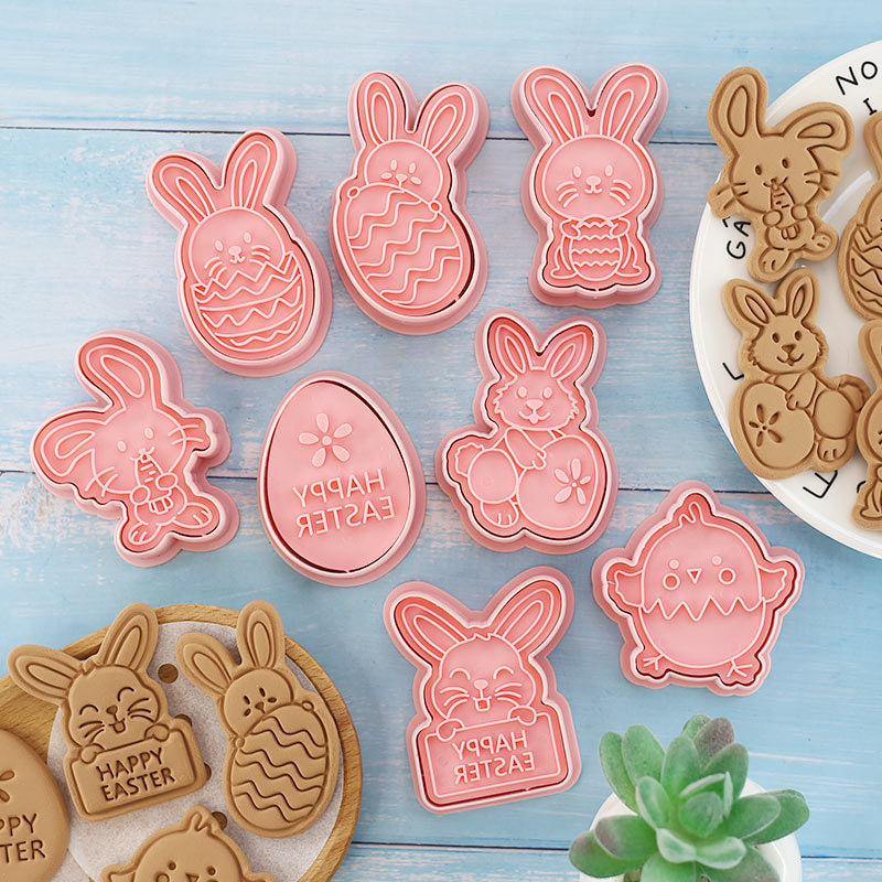 SunnyBakes | Easter Cookie Mold Set | Cartoon Bunny Shapes | Plastic Press Molds | Type A Type B | Easy Easter Cookies -