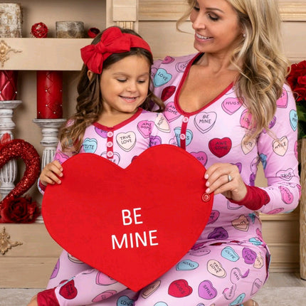 Valentines Day Love Print Casual Home Pajamas Parent Child Set