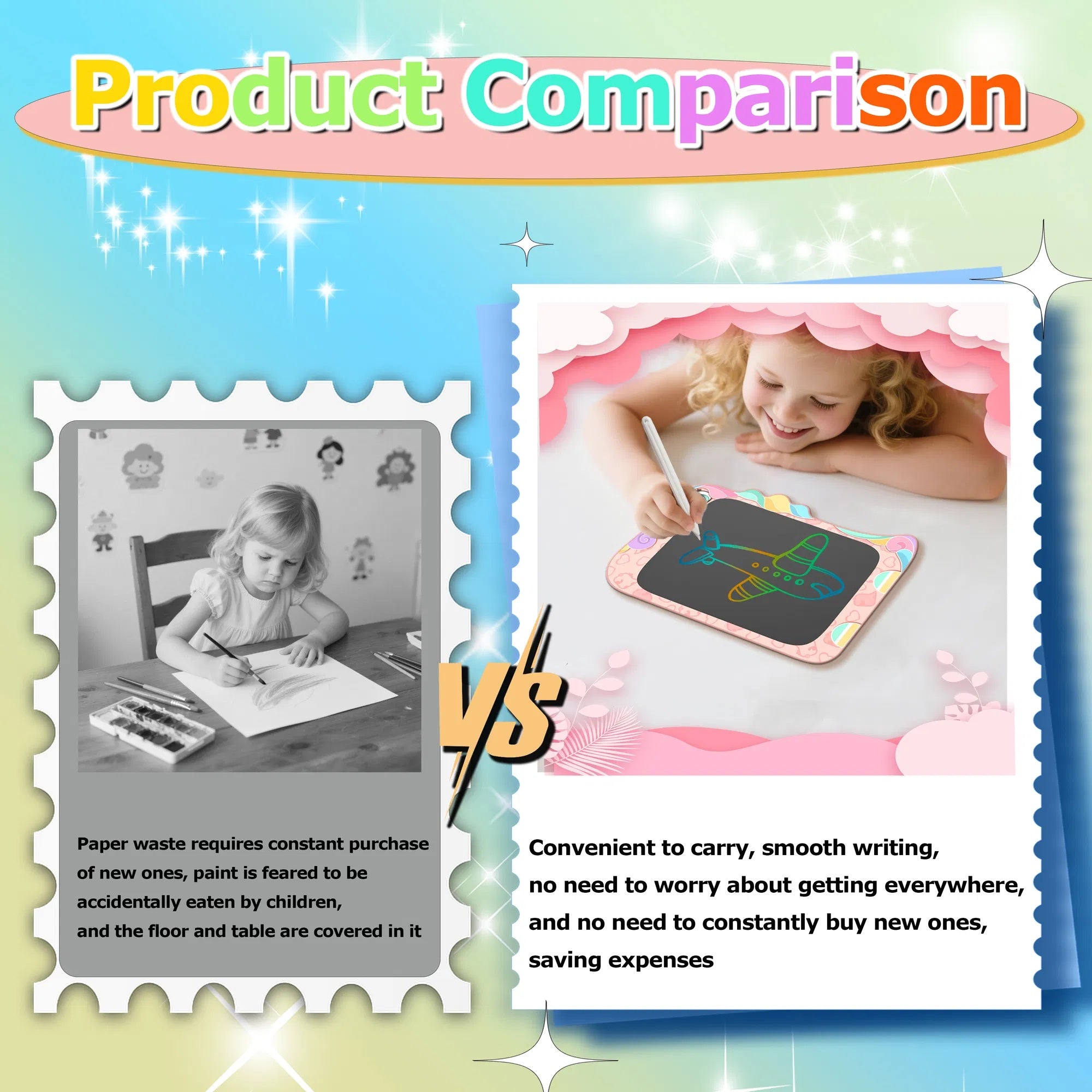 MiniLearn | Lcd Writing Tablet | 8 Point 5 Inch Color Screen | Erasable Doodle Pad | Unicorn Theme | Eye Safe Lcd Tech -