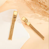 LuxeChain | Chain Earrings | Thin Metal Chains | Gold Bead Tassels | Gold | Elevates Everyday Style -