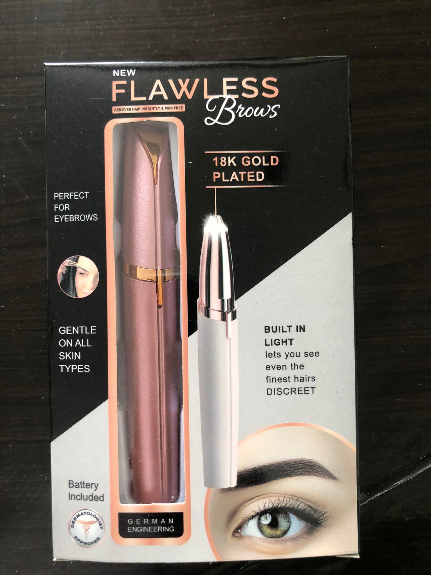 Mini Electric Eyebrow Trimmer | Painless Lipstick-Style Brows Shaver with LED Light | 18K Gold-Plated Hypoallergenic Head | Portable Precision Hair Remover for Women | Safe Daily Eyebrow Epilator - Health & Beauty > Personal Care > Shaving & Grooming > Hair Removal > Epilators