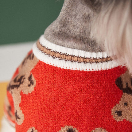 Dog Cat Sweater Preppy Style V-neck Striped Vest Pet Puppy Winter Warm Clothes Apparel For Dogs Cats
