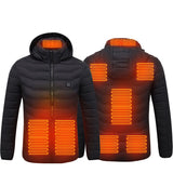 Men Heated Puffer Jacket | Electric Heating Coat with 9 Heat Zones | Insulated Hooded Windbreaker | USB Powered Heated Ski Jacket | Unisex Winter Warm Electric Coat (Black/Blue/Red in Zone 9) - Apparel & Accessories > Clothing > Outerwear > Coats & Jackets > Puffer Jackets